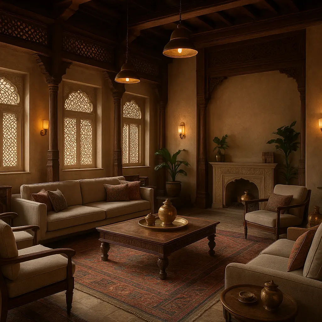 Heritage-style hotel lounge
